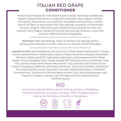 Desert Essence Italian Red Grape Conditioner - Antioxidant-Rich with Resveratrol, Organic Sea Kelp & Nettle Extracts - 8 oz