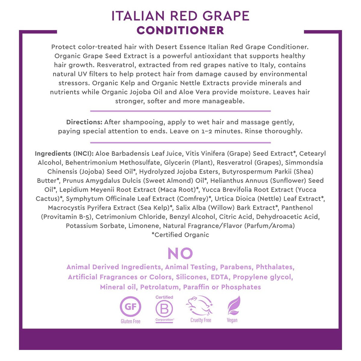Desert Essence Italian Red Grape Conditioner - Antioxidant-Rich with Resveratrol, Organic Sea Kelp & Nettle Extracts - 8 oz - görsel 7