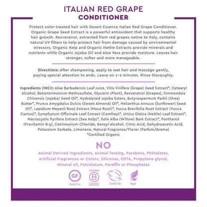 Desert Essence Italian Red Grape Conditioner - Antioxidant-Rich with Resveratrol, Organic Sea Kelp & Nettle Extracts - 8 oz