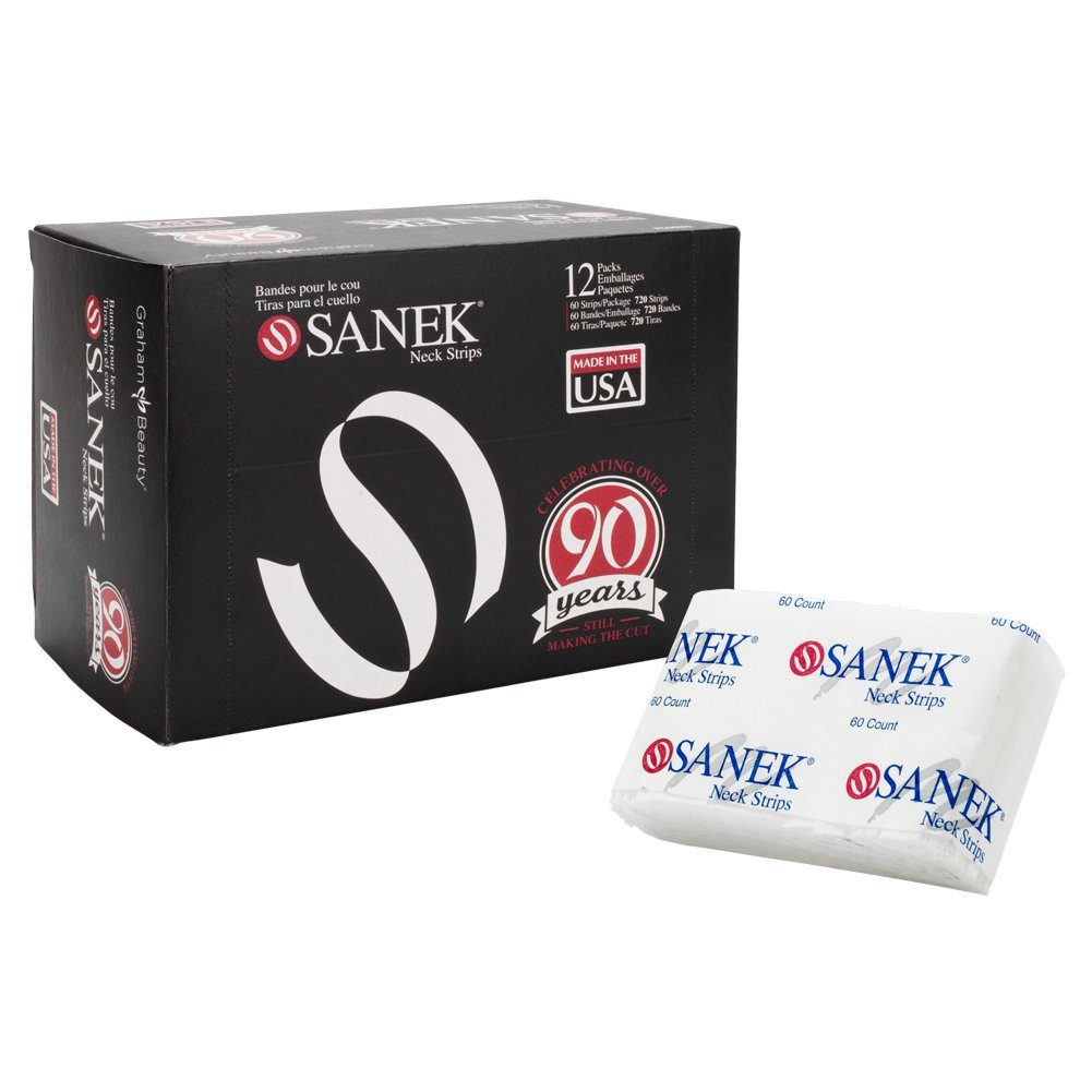 Graham Sanek Neck Strips 2.5 x 17.5 - 12 Packs of 60 Strips (Total 720 Strips) - Paper Hair Removal Strips Avelisse