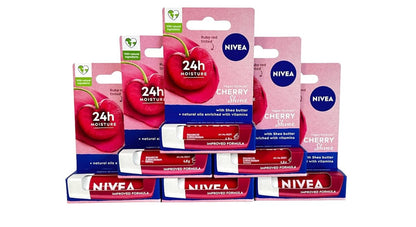 NIVEA A Kiss of Cherry Flavored Tinted Lip Care SPF 10 - 0.17 oz Lip Balm (Pack of 6)