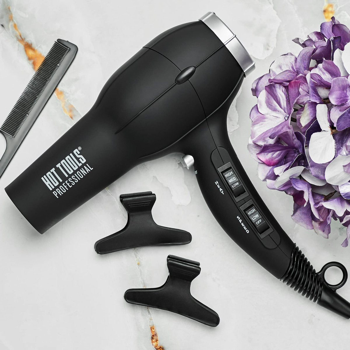 Hot Tools Pro Artist 1875W Turbo Ionic Hair Dryer – Smooth, Frizz-Free Blowouts (Black/Silver) Avelisse