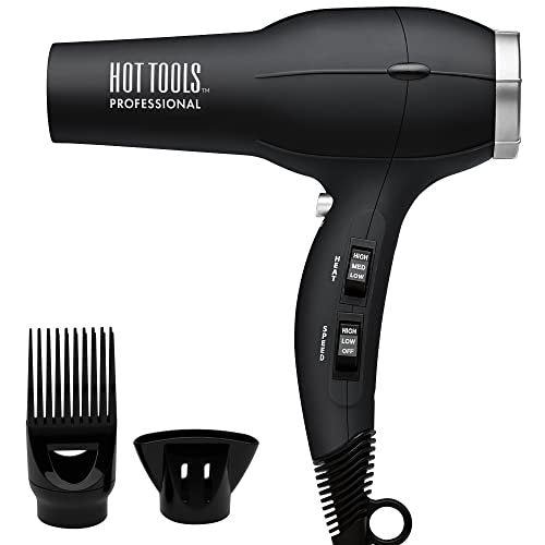 Hot Tools Pro Artist 1875W Turbo Ionic Hair Dryer – Smooth, Frizz-Free Blowouts (Black/Silver) Avelisse