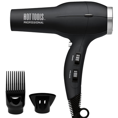 Hot Tools Pro Artist 1875W Turbo Ionic Hair Dryer – Smooth, Frizz-Free Blowouts (Black/Silver) Avelisse