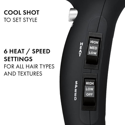 Hot Tools Pro Artist 1875W Turbo Ionic Hair Dryer – Smooth, Frizz-Free Blowouts (Black/Silver) Avelisse