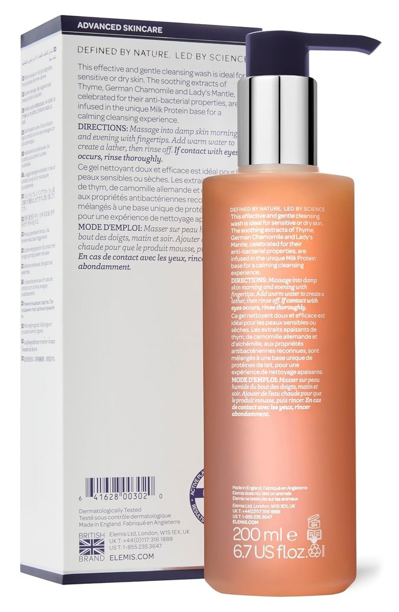 ELEMIS Sensitive Cleansing Wash - Gentle Facial Cleanser for Sensitive Skin, 6.76 Fl Oz Avelisse