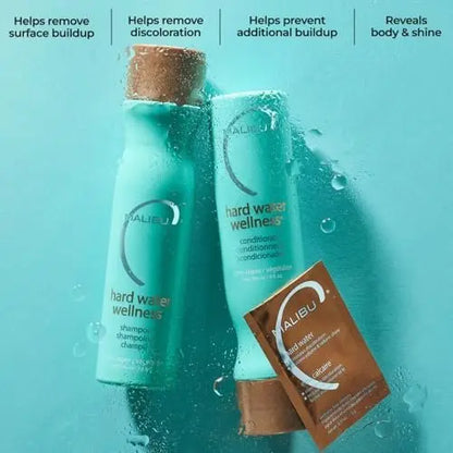 Malibu C Hard Water Wellness Remedy - Hard Water Shampoo, Conditioner & Hair Mask Packets for Removing Deposits and Impurities - Hydrating Hair Care Set (6 Ct) Avelisse