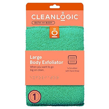 Cleanlogic Large Exfoliating Body Scrubber – Gentle Exfoliation for Smooth Skin, 1 Count (Green)