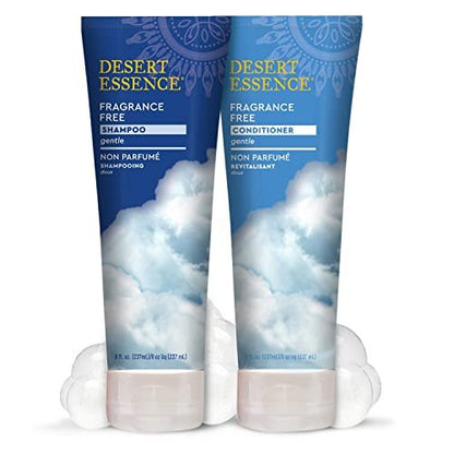 Desert Essence Fragrance Free Shampoo – Unscented Gentle Cleanser with Jojoba Oil, Green Tea & Comfrey – 8 fl oz – For Sensitive Scalps