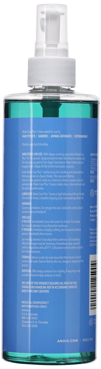 Andis Blade Care Plus 16-Ounce Spray – Professional Clipper & Trimmer Blade Cleaner Avelisse
