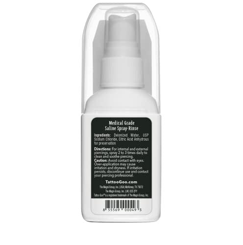 Tattoo Goo Saline-Spray Rinse for Piercings – 2 oz Aftercare Spray with 99.9% Sodium Chloride - görsel 6