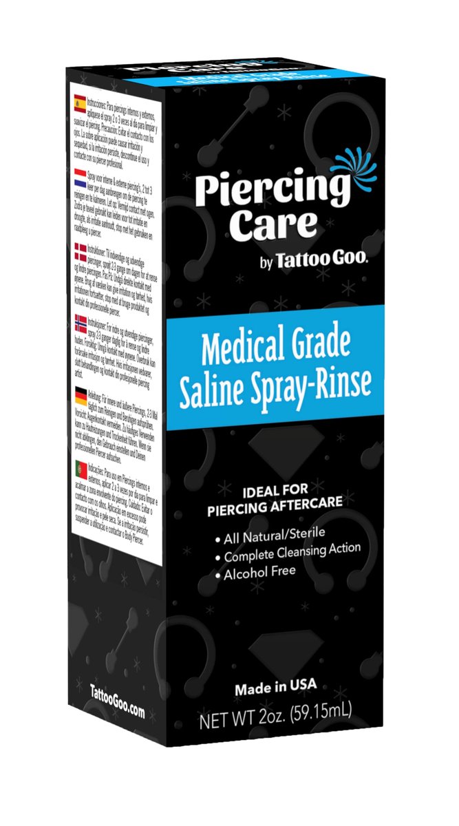 Tattoo Goo Saline-Spray Rinse for Piercings – 2 oz Aftercare Spray with 99.9% Sodium Chloride - görsel 7