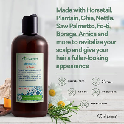 Just Nutritive Hair Loss Shampoo for Thinning Hair - Saw Palmetto, Nettle Root, Rosemary Oil - Scalp Stimulating, Sulfate Free for Men and Women - 16 oz Avelisse