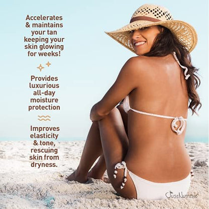 Just Nutritive Tanning Accelerator Body Oil – Natural Tan Enhancer with Hazelnut, Avocado, Walnut & Vitamin E, Deep Moisture, No Fillers, No Water, Made in USA, 8 oz Avelisse