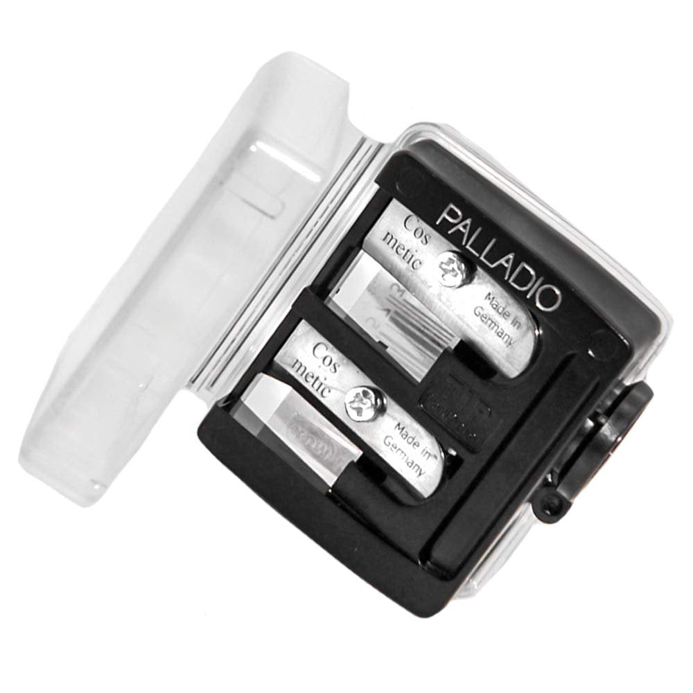 Palladio Double Barrel 3 in 1 Cosmetic Pencil Sharpener with Cover, Stainless Steel Blade, Size Adjuster - Essential for Lip Liner, Eyeliner, Brow Pencils - görsel 2