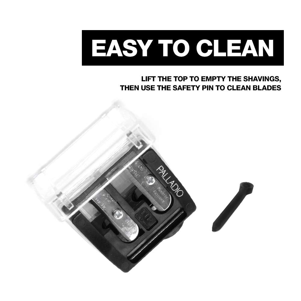 Palladio Double Barrel 3 in 1 Cosmetic Pencil Sharpener with Cover, Stainless Steel Blade, Size Adjuster - Essential for Lip Liner, Eyeliner, Brow Pencils - görsel 14