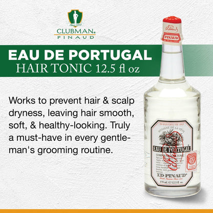 Clubman Pinaud Eau de Portugal Hair Tonic for Men – Scalp Stimulator for Light Color Thinning Hairs, Removes Loose Dandruff & Promotes Healthy Shine, 12.5 fl oz Avelisse