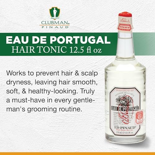 Clubman Pinaud Eau de Portugal Hair Tonic for Men – Scalp Stimulator for Light Color Thinning Hairs, Removes Loose Dandruff & Promotes Healthy Shine, 12.5 fl oz Avelisse