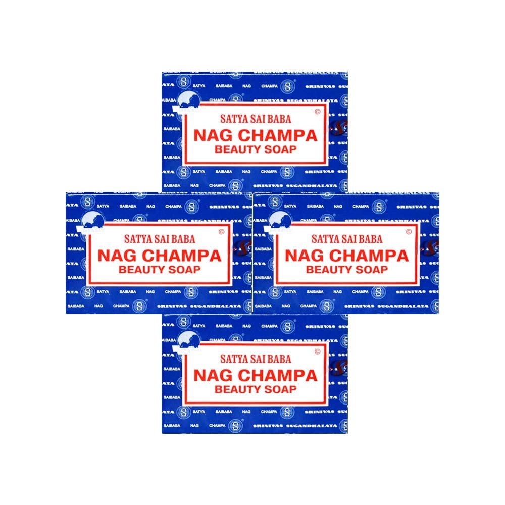 Satya Nag Champa Sai Baba Natural Soap, 150g (5 oz) - Pack of 4 Avelisse