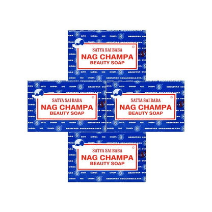 Satya Nag Champa Sai Baba Natural Soap, 150g (5 oz) - Pack of 4 Avelisse