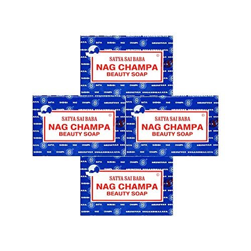 Satya Nag Champa Sai Baba Natural Soap, 150g (5 oz) - Pack of 4 Avelisse