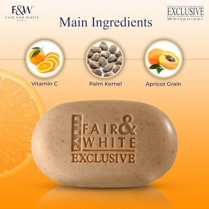 FAIR & WHITE Exclusive Exfoliating Soap - Skin Brightening Bar with Vitamin C and Shea Butter, 7 oz Avelisse