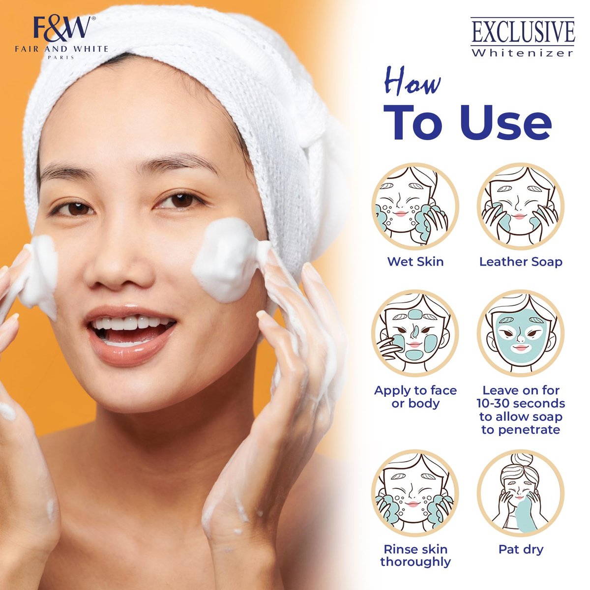 FAIR & WHITE Exclusive Exfoliating Soap - Skin Brightening Bar with Vitamin C and Shea Butter, 7 oz Avelisse