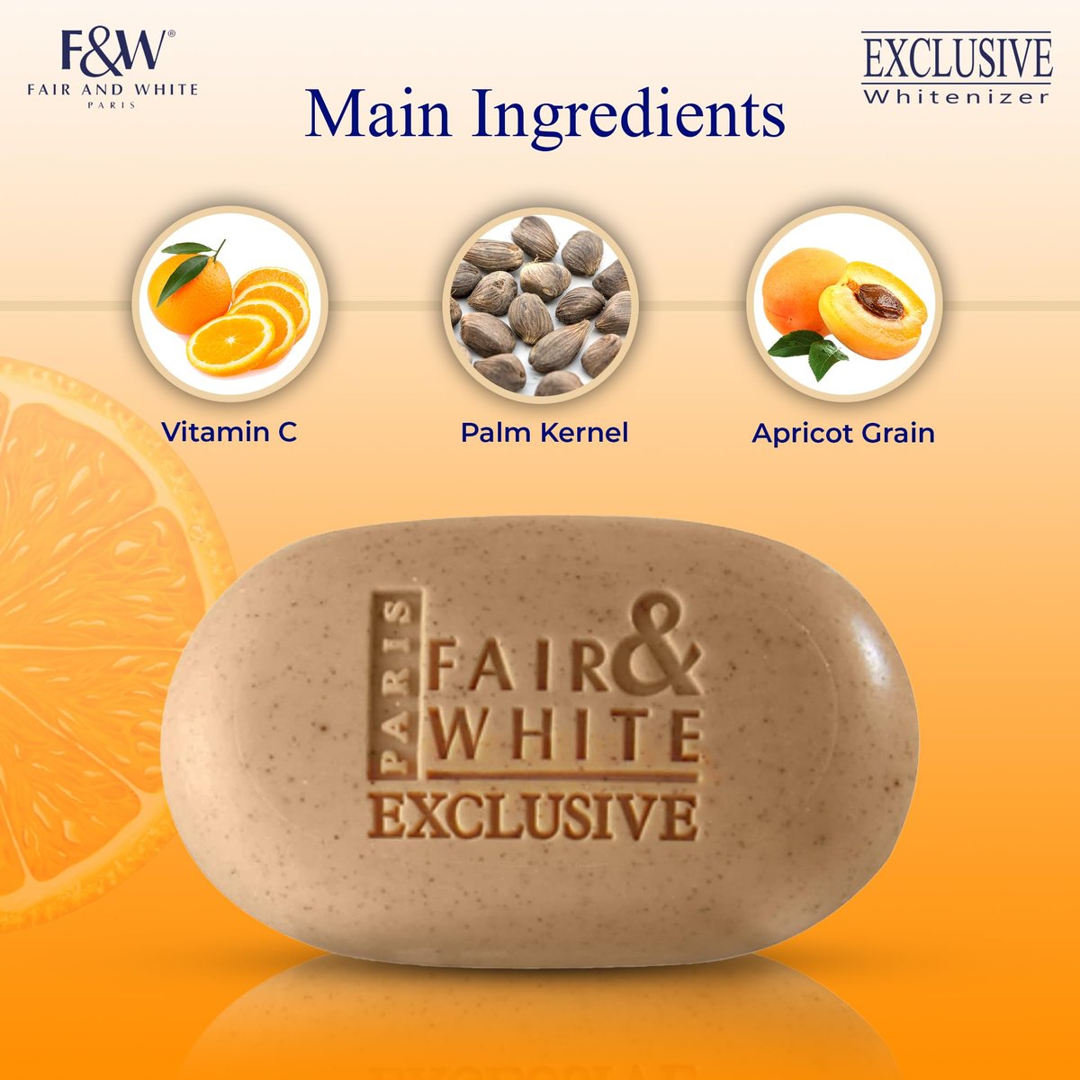 FAIR & WHITE Exclusive Exfoliating Soap - Skin Brightening Bar with Vitamin C and Shea Butter, 7 oz Avelisse