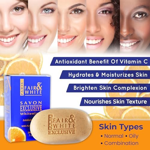 FAIR & WHITE Exclusive Exfoliating Soap - Skin Brightening Bar with Vitamin C and Shea Butter, 7 oz Avelisse