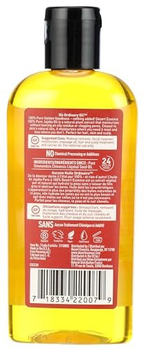 Desert Essence 100% Pure Jojoba Oil - 4 oz - Moisturizes Body Skin & Cleanses Clogged Pores - Nourishes Hair and Scalp - Hair Care & Skincare Essential Oil - Suitable for Sensitive Skin Avelisse