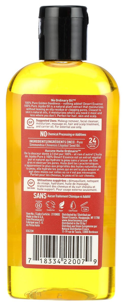 Desert Essence 100% Pure Jojoba Oil - 4 oz - Moisturizes Body Skin & Cleanses Clogged Pores - Nourishes Hair and Scalp - Hair Care & Skincare Essential Oil - Suitable for Sensitive Skin Avelisse