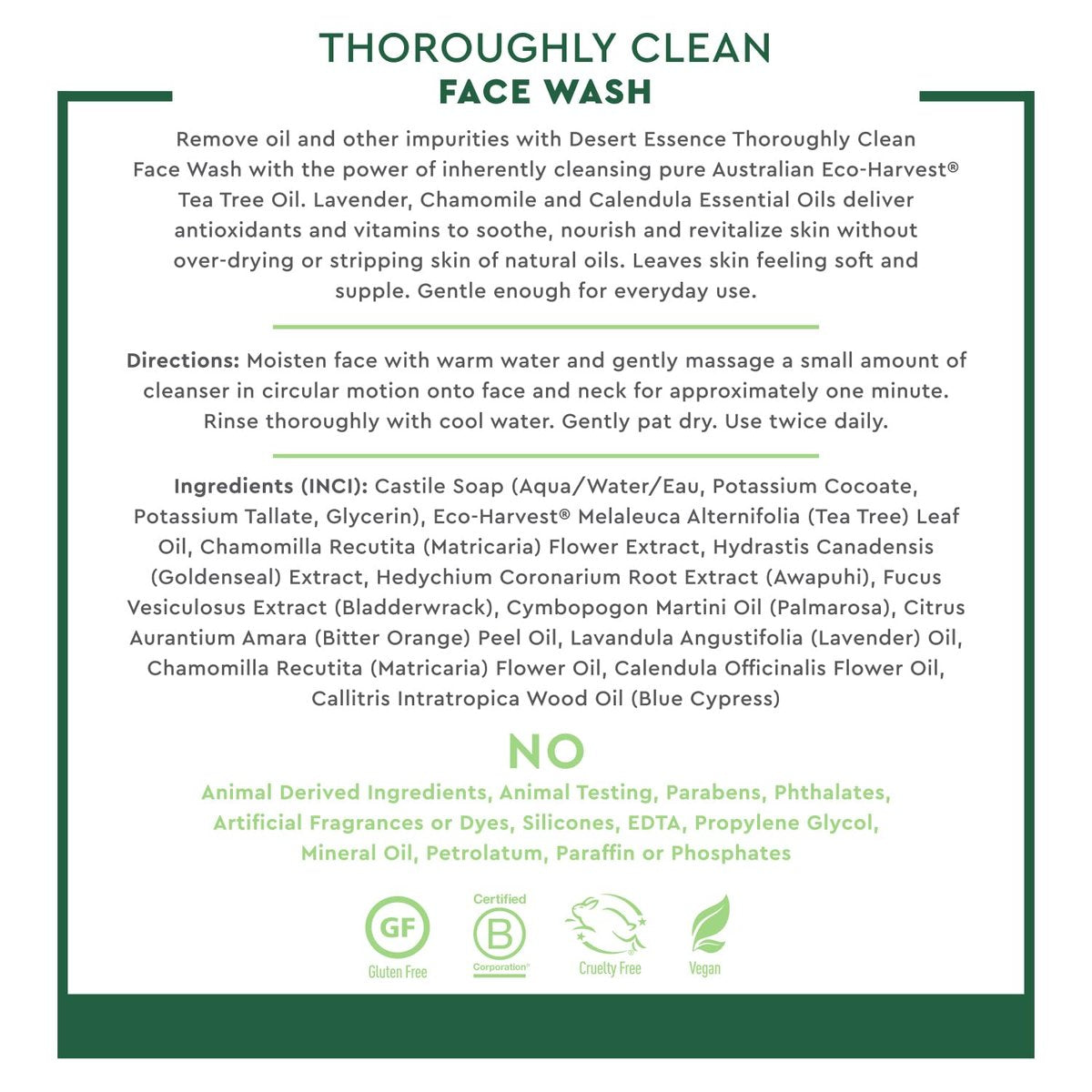 Desert Essence Tea Tree Face Wash 32 fl oz - Gentle Castile Facial Cleanser with Natural Tea Tree Oil for Daily Use, Sensitive & Oily Skin - Vegan & Cruelty-Free - görsel 7