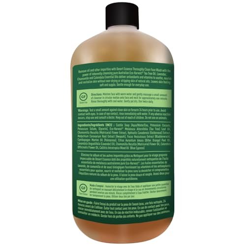 Desert Essence Tea Tree Face Wash 32 fl oz - Gentle Castile Facial Cleanser with Natural Tea Tree Oil for Daily Use, Sensitive & Oily Skin - Vegan & Cruelty-Free - görsel 12