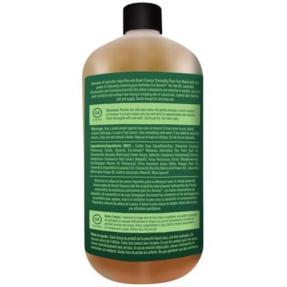 Desert Essence Tea Tree Face Wash 32 fl oz - Gentle Castile Facial Cleanser with Natural Tea Tree Oil for Daily Use, Sensitive & Oily Skin - Vegan & Cruelty-Free
