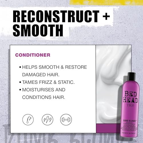 Bed Head by TIGI Dumb Blonde Restoring Shampoo and Conditioner Duo for Damaged Blonde Hair, 25.36 fl oz Avelisse