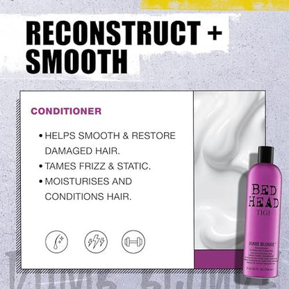 Bed Head by TIGI Dumb Blonde Restoring Shampoo and Conditioner Duo for Damaged Blonde Hair, 25.36 fl oz Avelisse