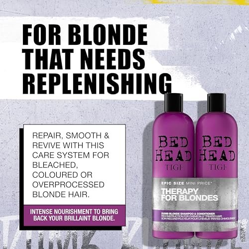 Bed Head by TIGI Dumb Blonde Restoring Shampoo and Conditioner Duo for Damaged Blonde Hair, 25.36 fl oz Avelisse