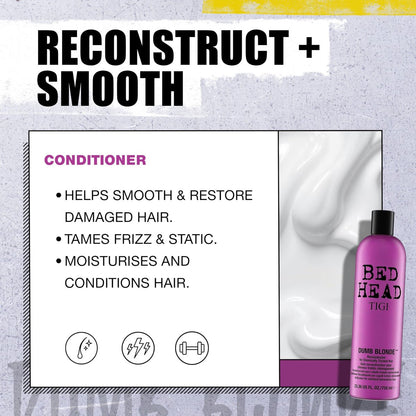 Bed Head by TIGI Dumb Blonde Restoring Shampoo and Conditioner Duo for Damaged Blonde Hair, 25.36 fl oz Avelisse