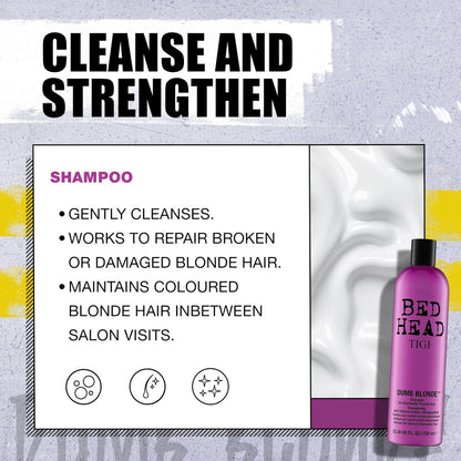 Bed Head by TIGI Dumb Blonde Restoring Shampoo and Conditioner Duo for Damaged Blonde Hair, 25.36 fl oz Avelisse