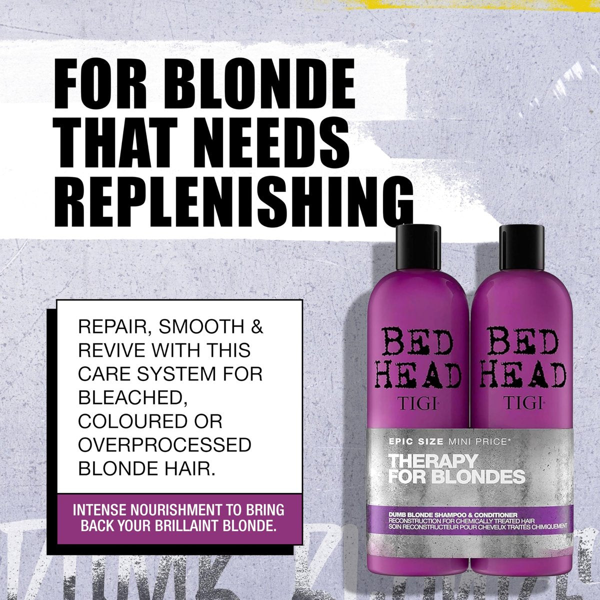 Bed Head by TIGI Dumb Blonde Restoring Shampoo and Conditioner Duo for Damaged Blonde Hair, 25.36 fl oz Avelisse