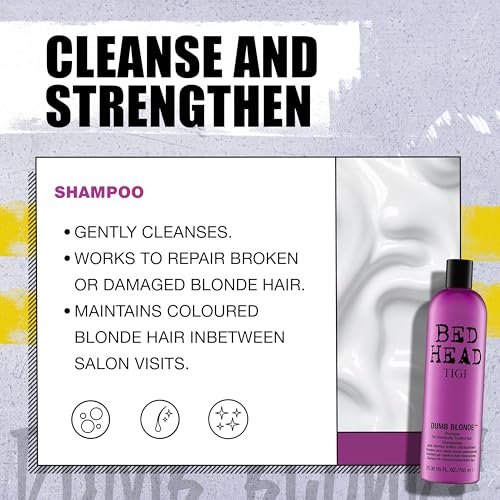 Bed Head by TIGI Dumb Blonde Restoring Shampoo and Conditioner Duo for Damaged Blonde Hair, 25.36 fl oz Avelisse
