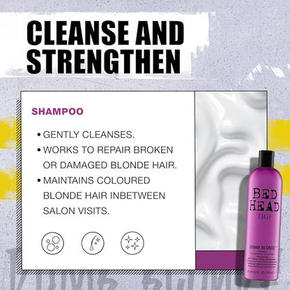 Bed Head by TIGI Dumb Blonde Restoring Shampoo and Conditioner Duo for Damaged Blonde Hair, 25.36 fl oz Avelisse