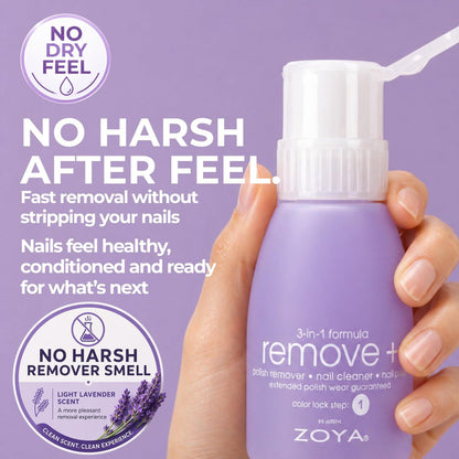 ZOYA Remove Plus 3-in-1 Formula Liquid Polish Remover, Nail Cleaner & Nail Prep - 8 Fl Oz