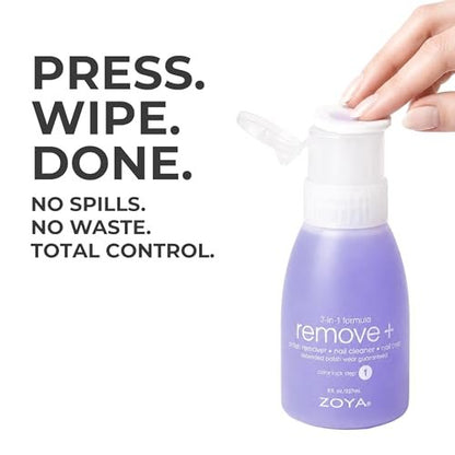 ZOYA Remove Plus 3-in-1 Formula Liquid Polish Remover, Nail Cleaner & Nail Prep - 8 Fl Oz
