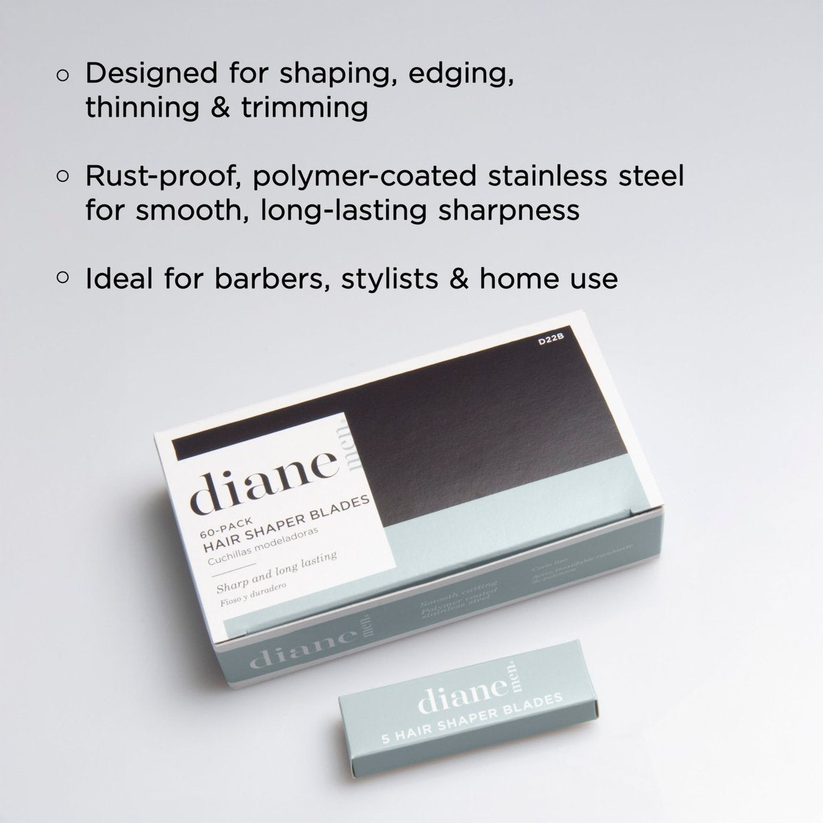 Diane Hair Shaper Razor Blades, Polymer Coated Stainless Steel, 60-Pack – Precise Shaping & Trimming Refills Avelisse