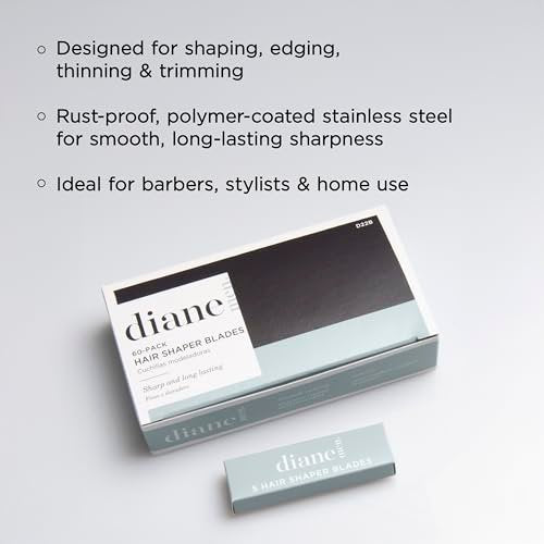 Diane Hair Shaper Razor Blades, Polymer Coated Stainless Steel, 60-Pack – Precise Shaping & Trimming Refills Avelisse