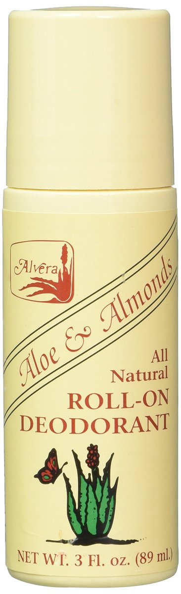 Alvera Roll-On Deodorant, Aloe & Almonds, 3 Fl Oz (Pack of 6) - Natural & Effective Avelisse
