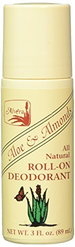 Alvera Roll-On Deodorant, Aloe & Almonds, 3 Fl Oz (Pack of 6) - Natural & Effective Avelisse