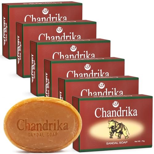 Chandrika Sandal Soap 6-Pack – Organic Vegetable Oil Bar, 100% Natural & Vegan for All Skin Types Avelisse