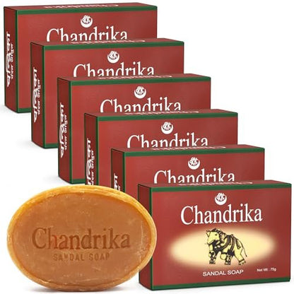 Chandrika Sandal Soap 6-Pack – Organic Vegetable Oil Bar, 100% Natural & Vegan for All Skin Types Avelisse